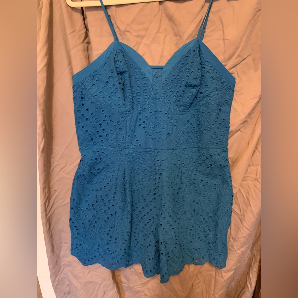 Blue Eyelet Romper